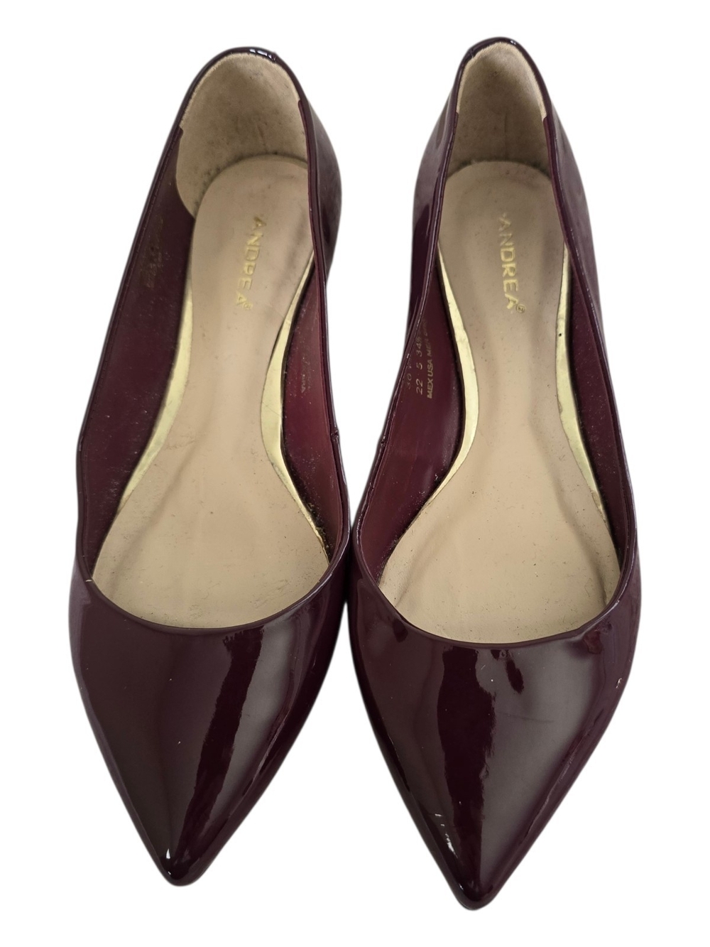 ANDREA FENZI Women's Pointed Patent Flats in Burgundy